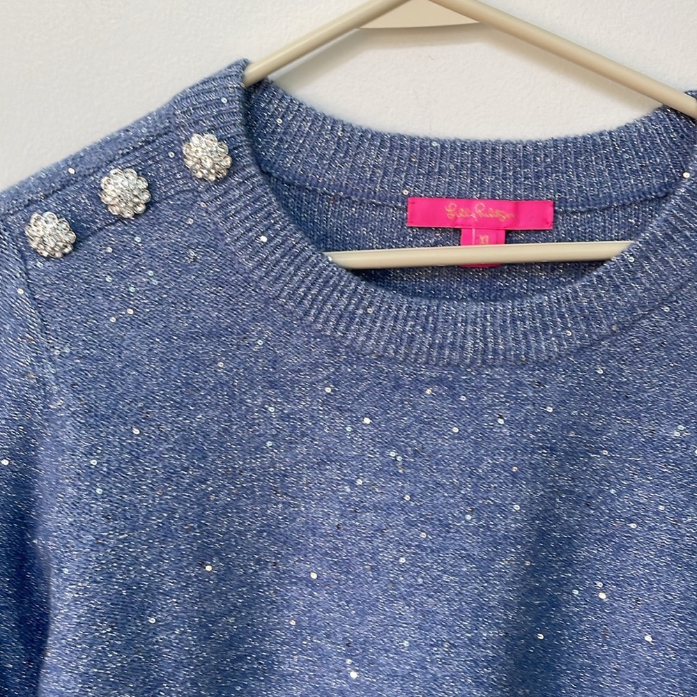 Lilly Pulitzer Blue Sweater with Silver Accents